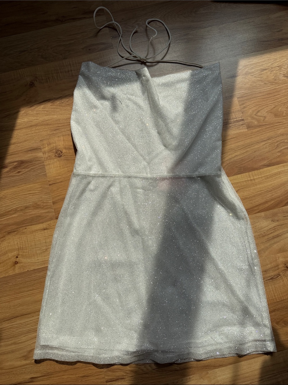 Hello Molly Silver Sparkle Strapless Mini Dress